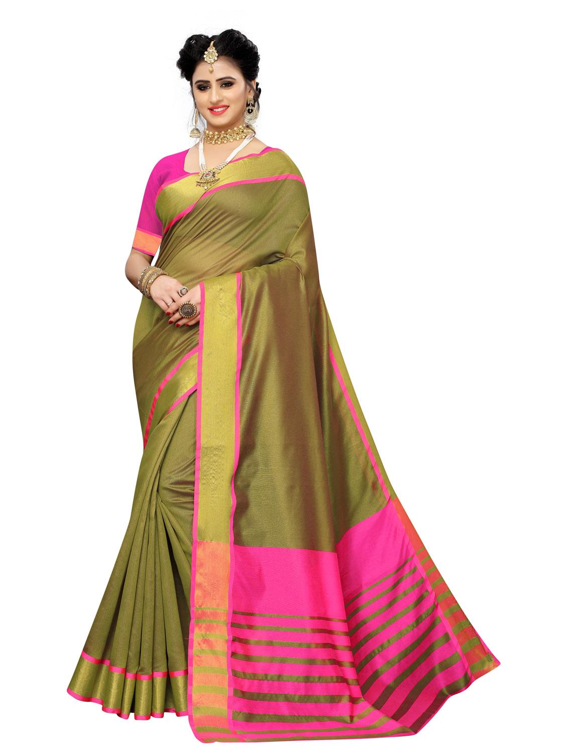 solid bordered saree - 19437153 - Zoom Image - 0
