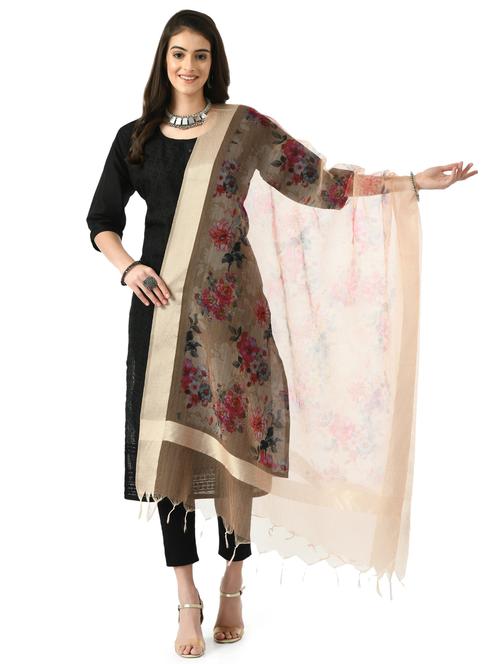 cream floral printed dupatta - 19437208 - Standard Image - 0