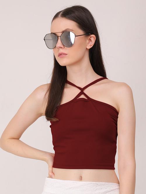 women's crop x neck top - 19438057 - Standard Image - 0
