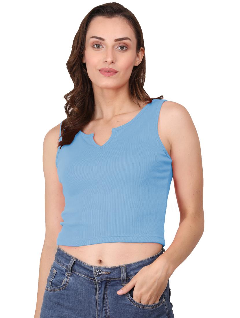 women's crop notch neck top - 19438117 -  Zoom Image - 0
