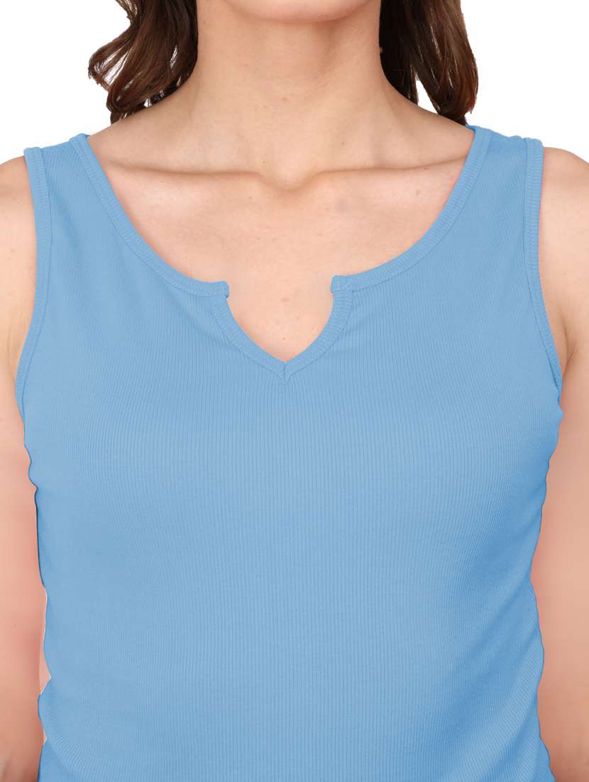 women's crop notch neck top - 19438117 - Standard Image - 3