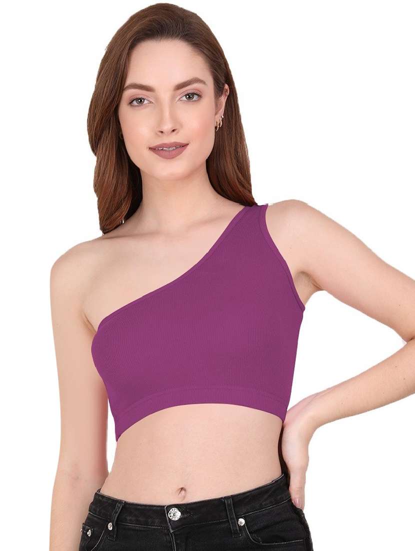 women's crop single shoulder top - 19438545 -  Zoom Image - 0