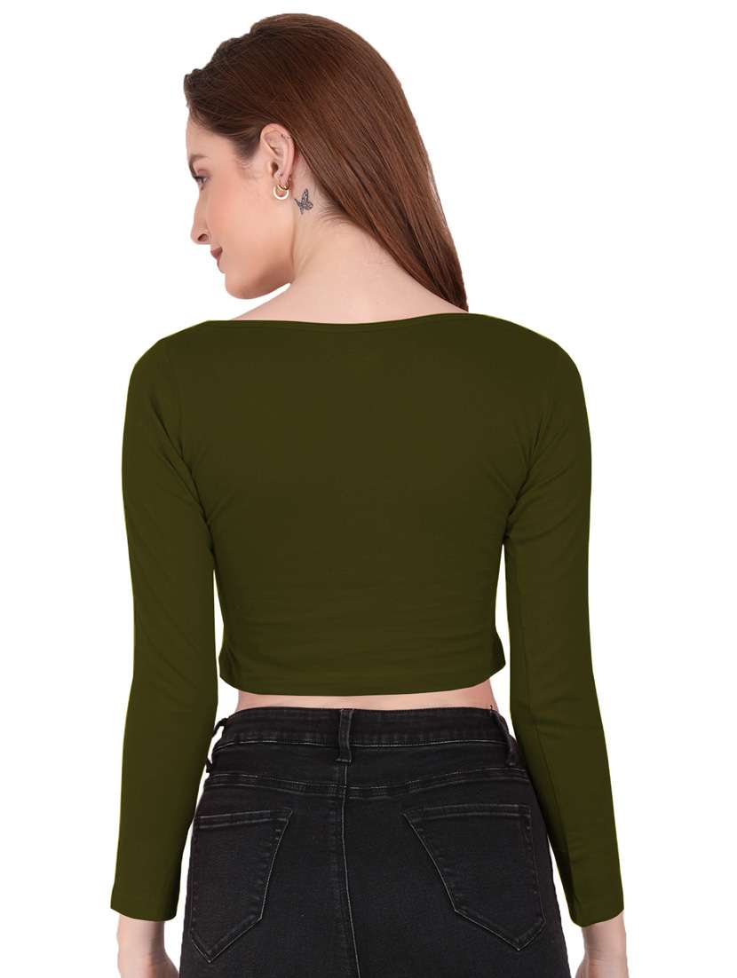 women's crop round neck top - 19438675 - Standard Image - 3