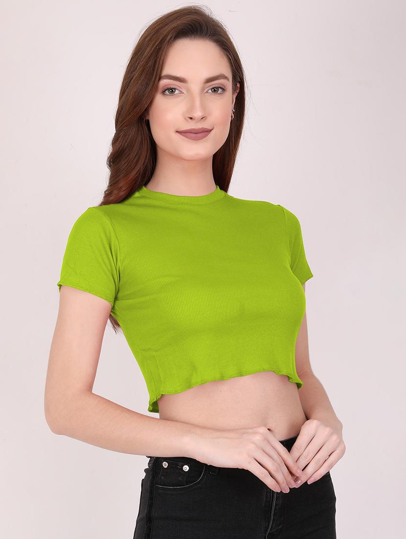 women's crop round neck top - 19438717 -  Zoom Image - 0