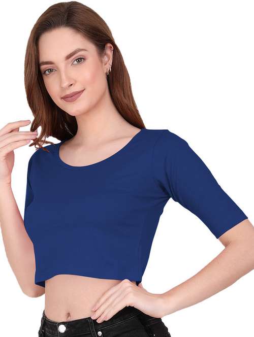 women's crop round neck top - 19439034 - Standard Image - 0