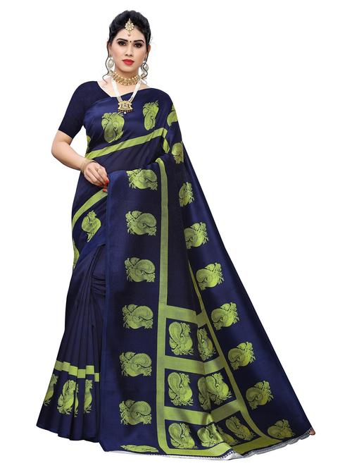 contrast bordered woven saree with blouse - 19439237 -  Standard Image - 0
