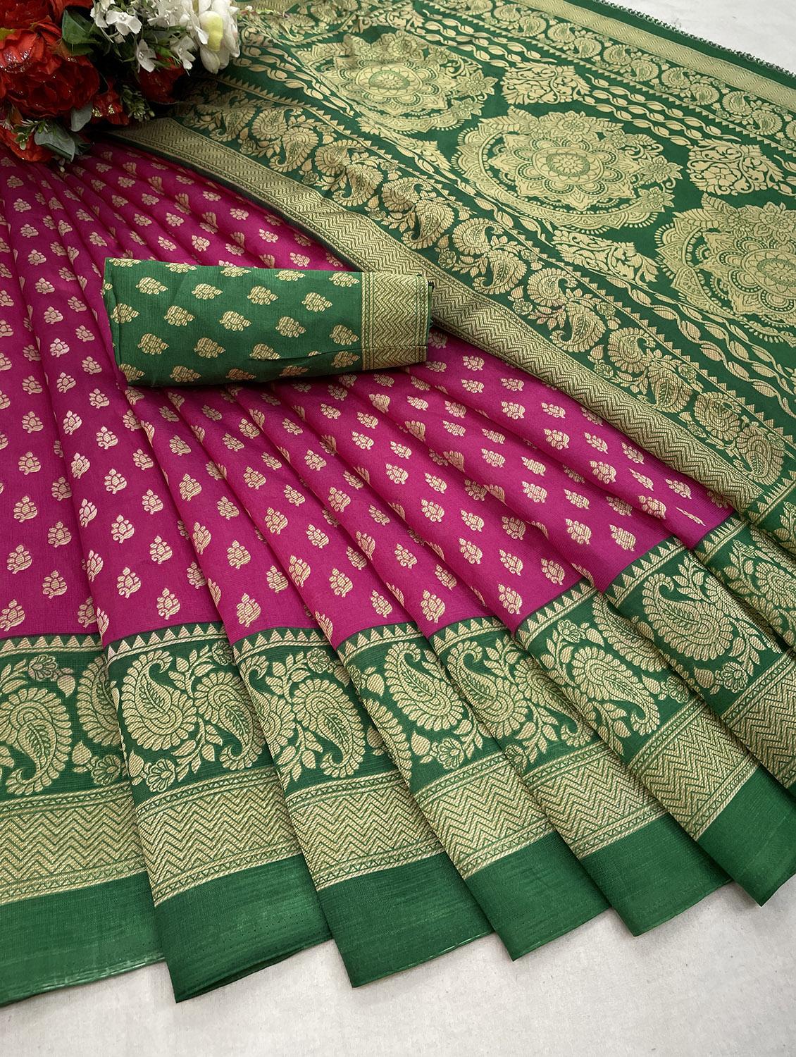 contrast bordered printed saree - 19439276 - Standard Image - 5
