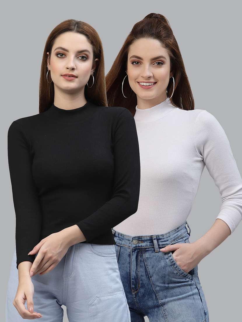 women pack of 2 solid long sleeves top - 19451646 - Zoom Image - 0