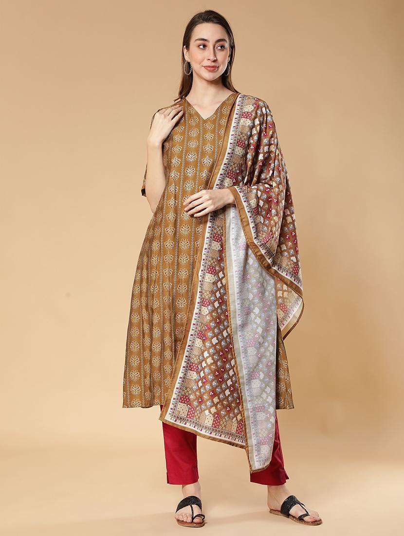 printed kurta dupatta set - 19452042 -  Zoom Image - 0