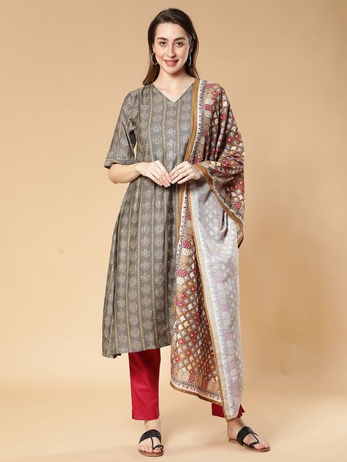 printed kurta dupatta set - 19452043 - Standard Image - 0