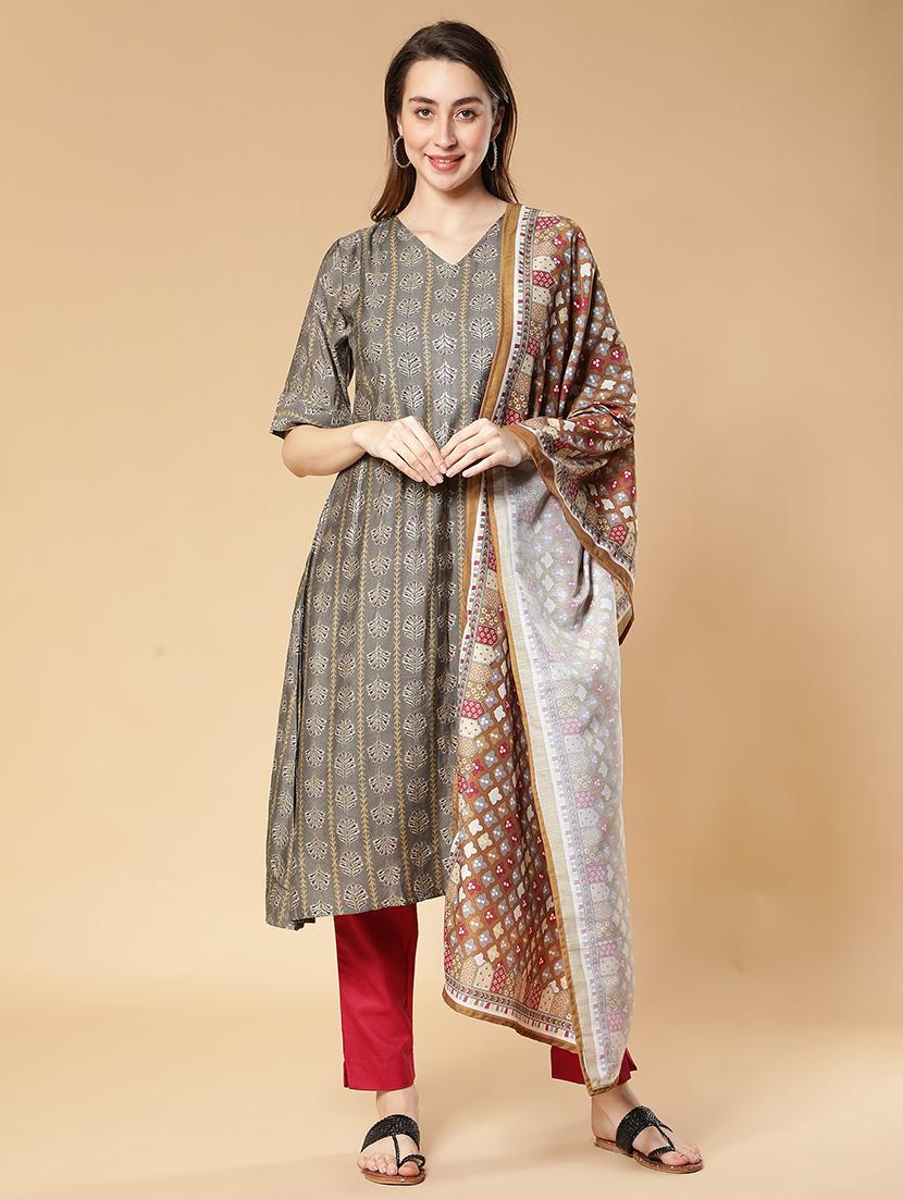 printed kurta dupatta set - 19452043 - Zoom Image - 0
