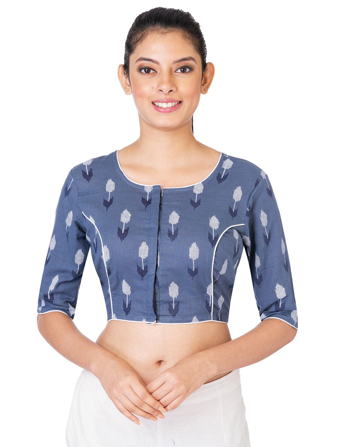 grey  cotton regular blouse - 19452149 -  Zoom Image - 0