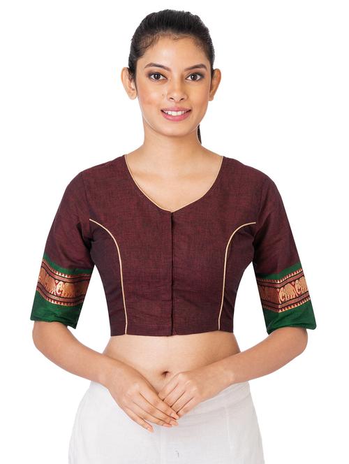 brown cotton regular blouse - 19452153 -  Standard Image - 0