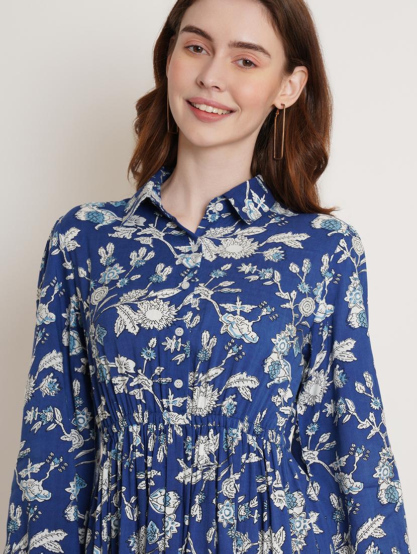 blue floral fit & flare dress - 19452164 - Standard Image - 3
