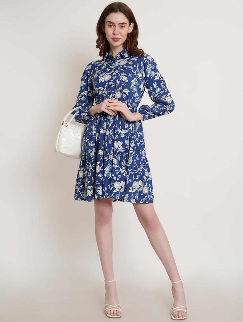 blue floral fit & flare dress - 19452164 - Standard Image - 5