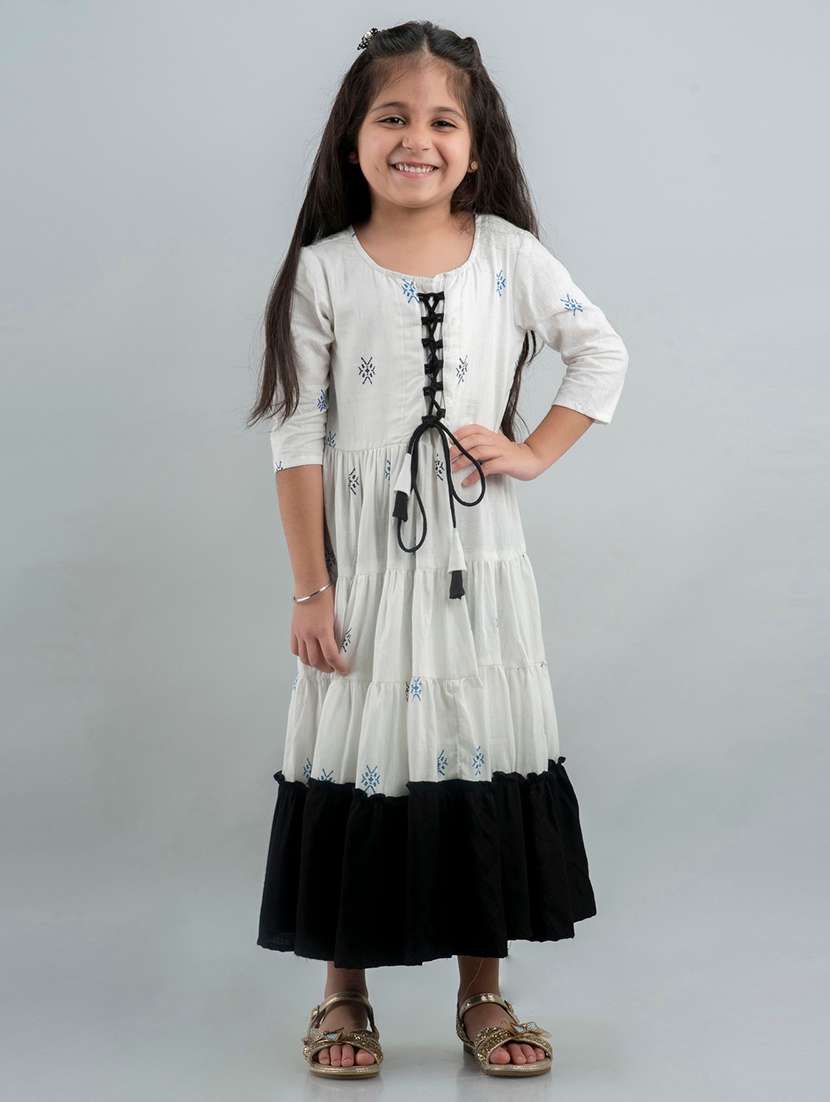 white printed anarkali kurti
