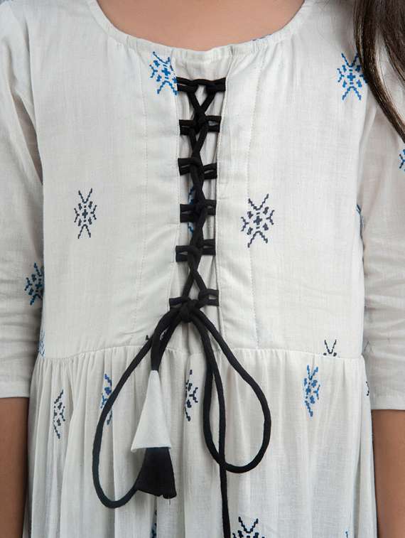 white printed anarkali kurti - 19452408 -  Standard Image - 3