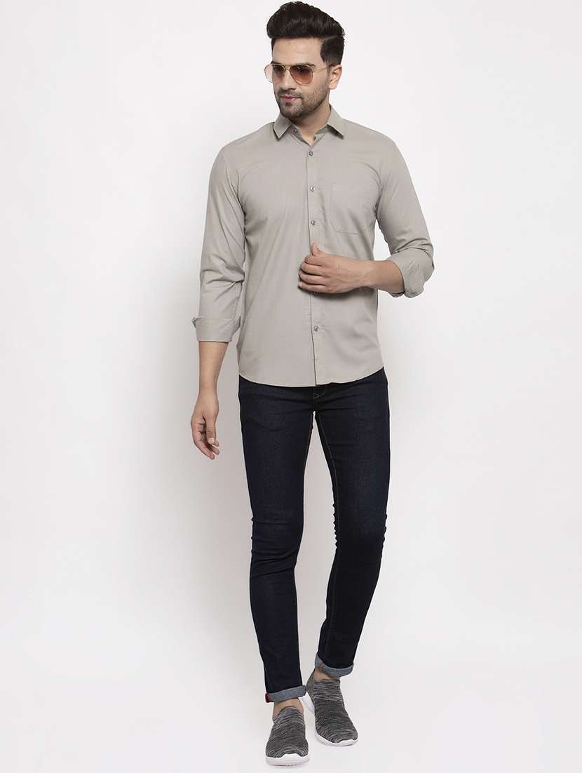 mens solid casual shirt - 19452970 - Standard Image - 3