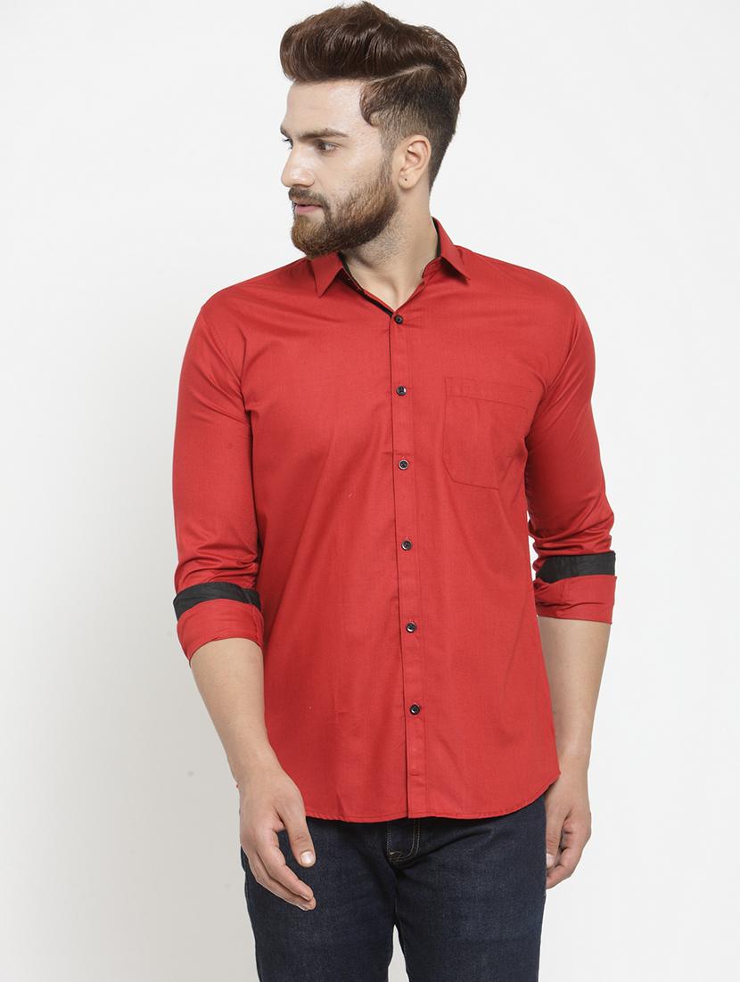 maroon cotton casual shirt - 19452974 - Zoom Image - 0