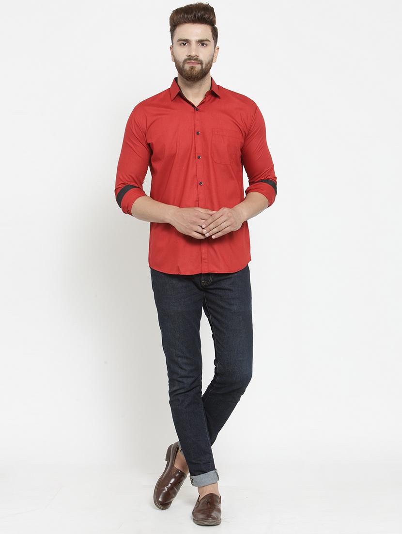 maroon cotton casual shirt - 19452974 - Standard Image - 3