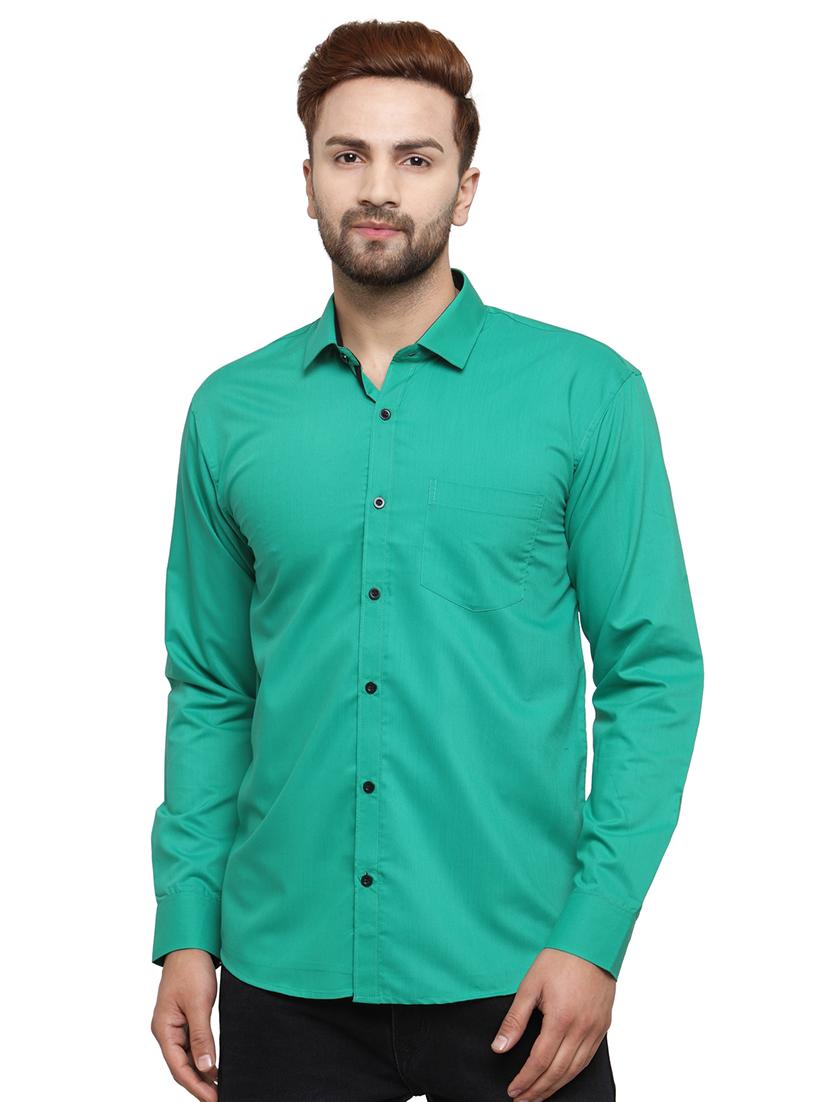 green cotton casual shirt - 19452979 -  Zoom Image - 0