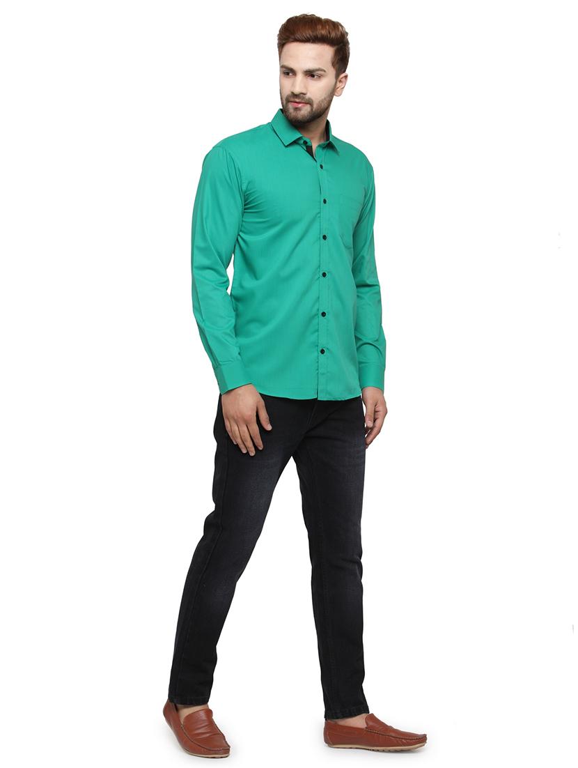 green cotton casual shirt - 19452979 - Standard Image - 3