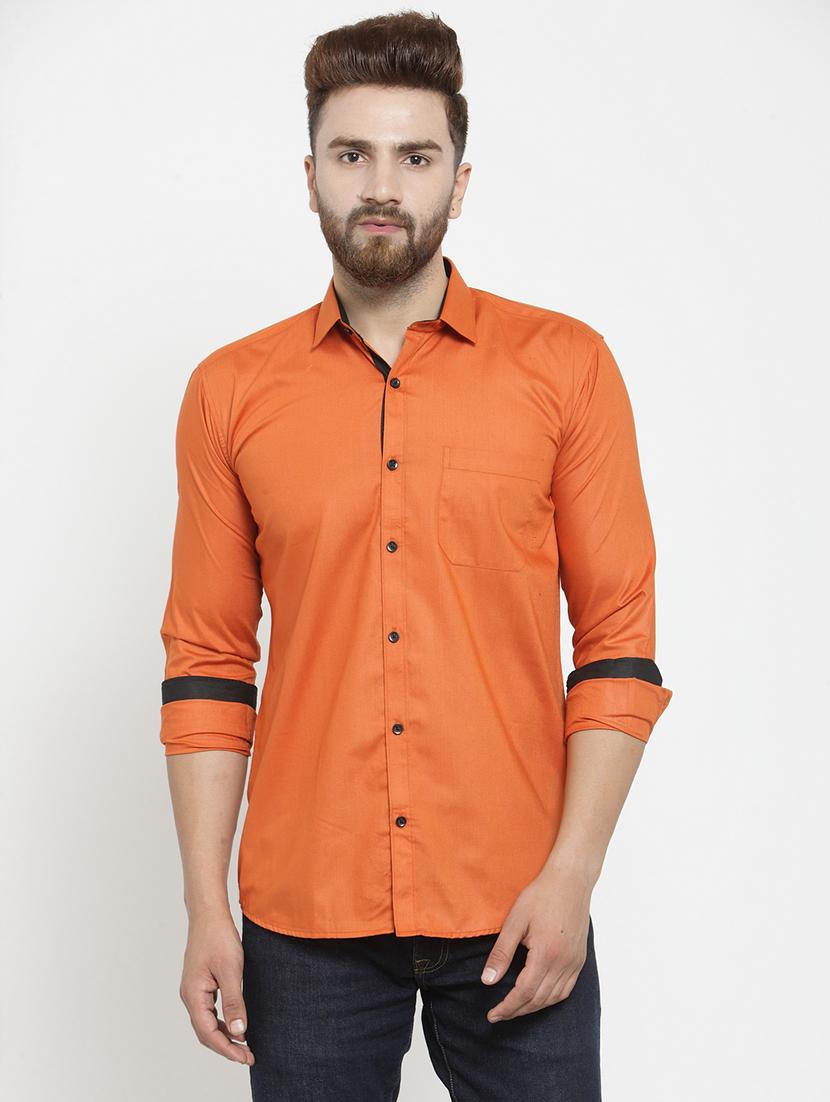 orange cotton casual shirt - 19452981 - Zoom Image - 0