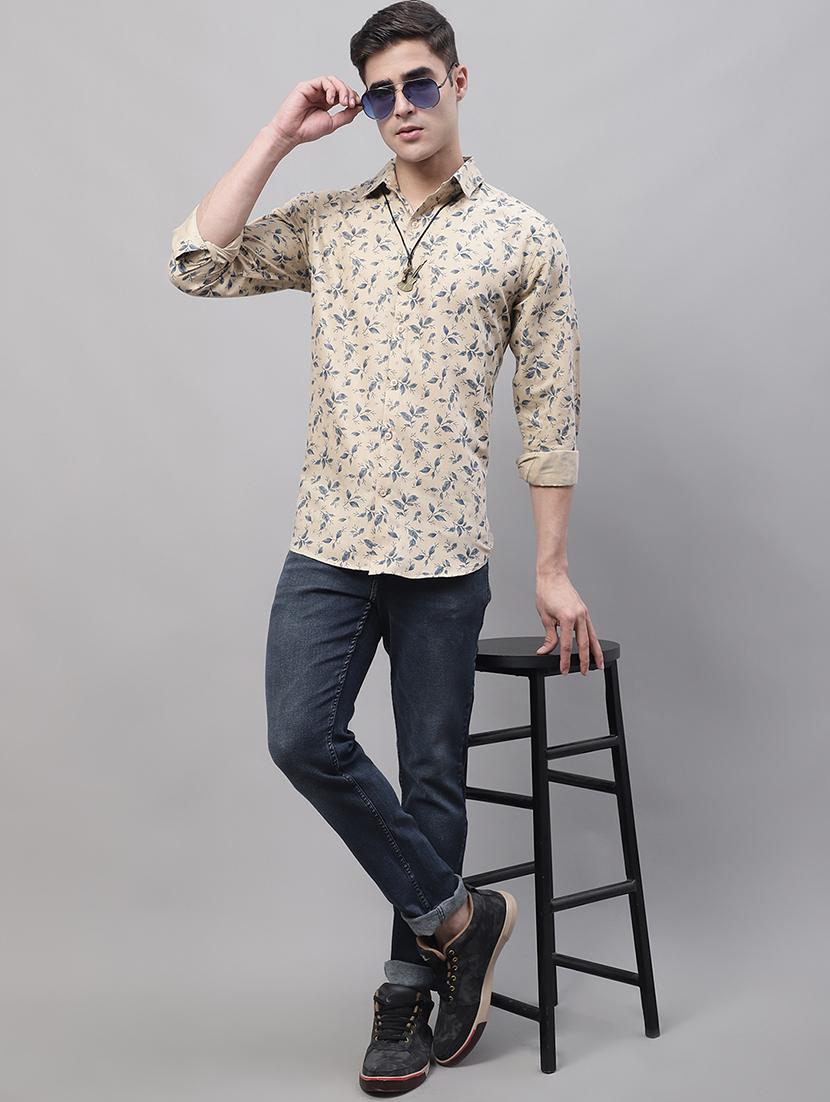mens leaf print casual shirt - 19453029 - Standard Image - 3