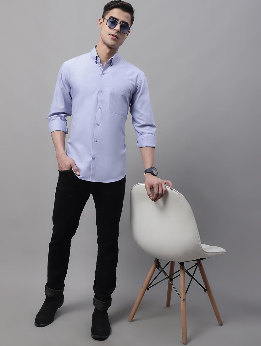 blue cotton casual shirt - 19453031 - Standard Image - 3