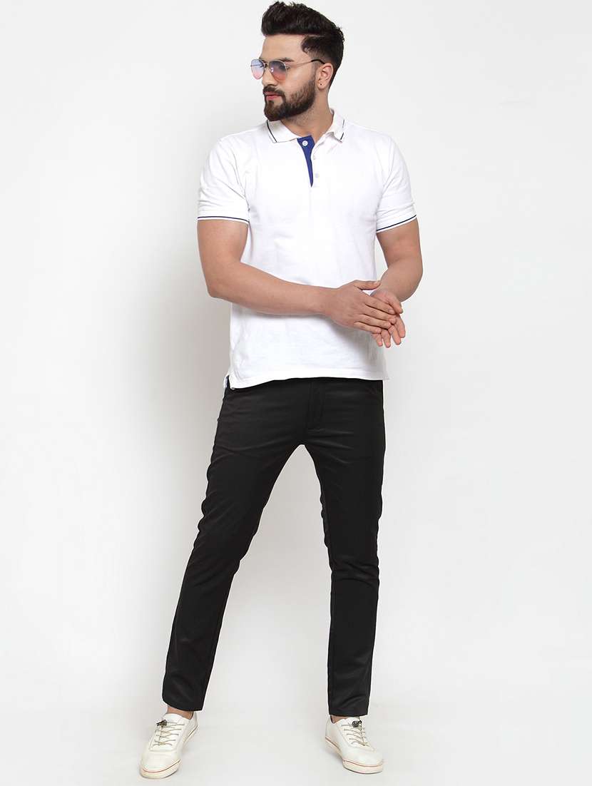 black cotton flat front chinos - 19453050 -  Standard Image - 3