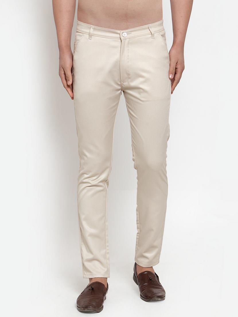 off-white cotton flat front chinos - 19453052 - Zoom Image - 0