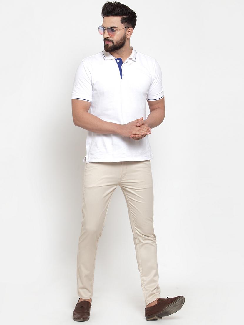 off-white cotton flat front chinos - 19453052 - Standard Image - 3