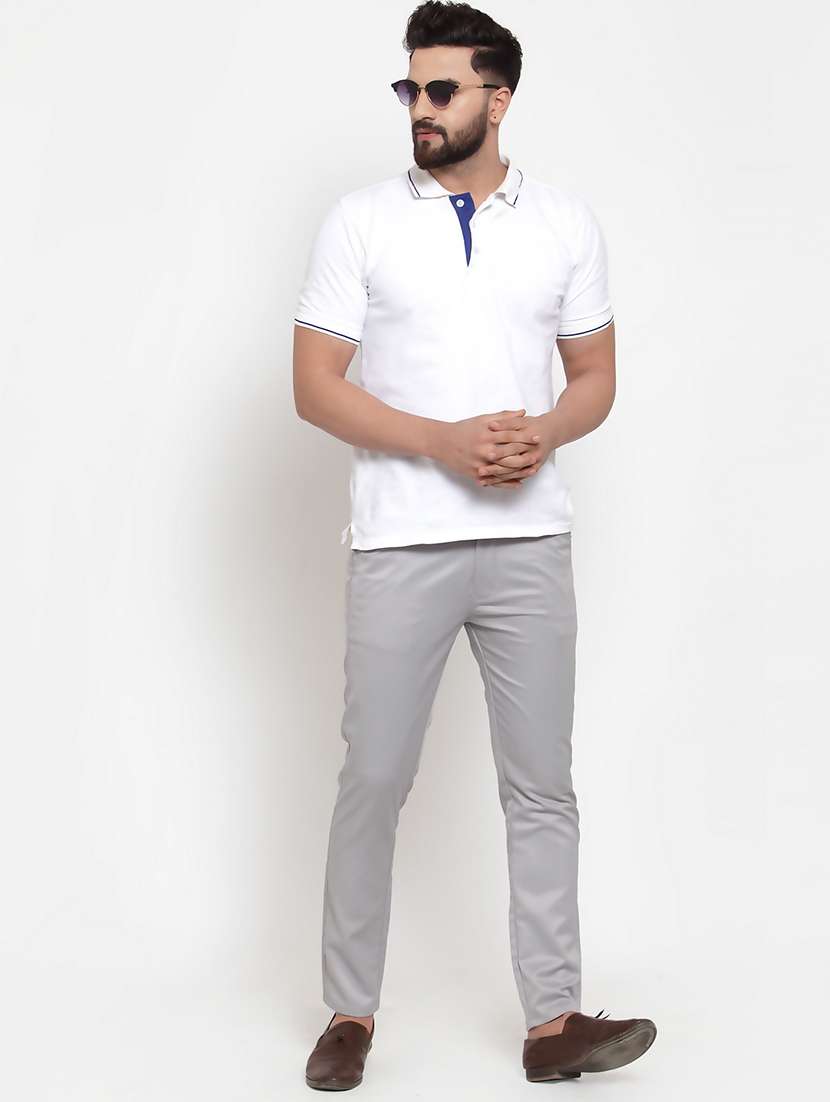 grey cotton flat front chinos - 19453053 -  Standard Image - 3
