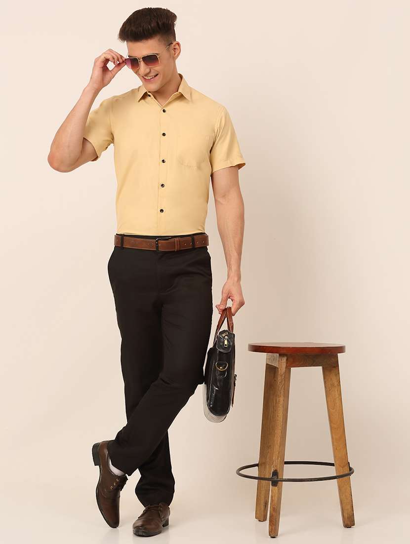 beige cotton formal shirt - 19453129 -  Standard Image - 3
