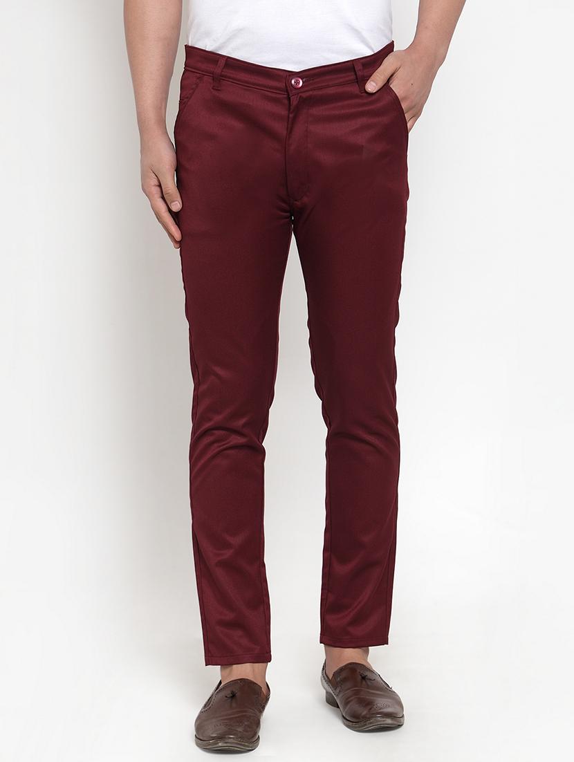 maroon cotton flat front formal trouser