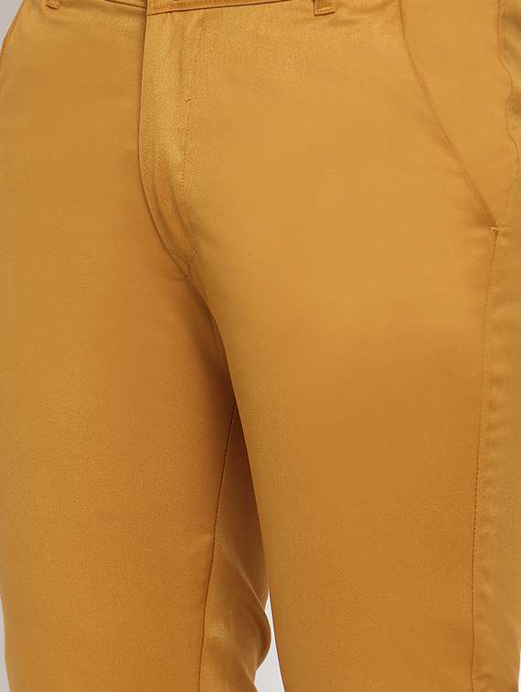 yellow cotton flat front formal trouser - 19453174 - Standard Image - 3