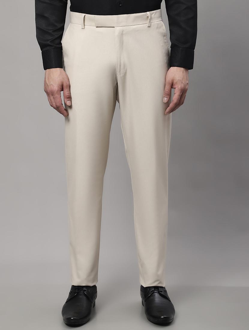 beige cotton flat front formal trouser - 19453181 - Zoom Image - 0