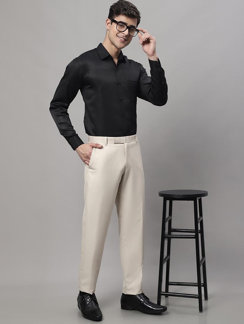 beige cotton flat front formal trouser - 19453181 - Standard Image - 3