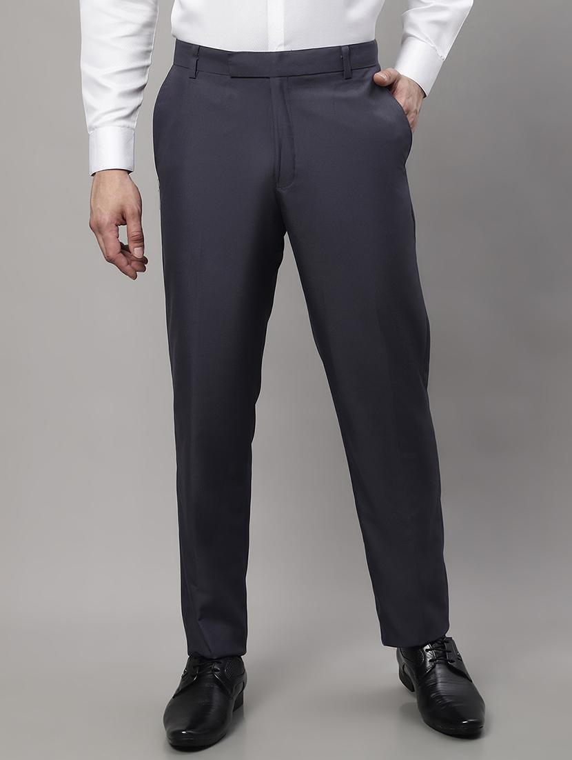 blue cotton flat front formal trouser - 19453182 - Zoom Image - 0
