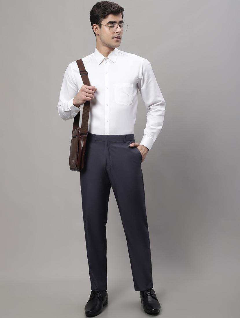 blue cotton flat front formal trouser - 19453182 - Standard Image - 3