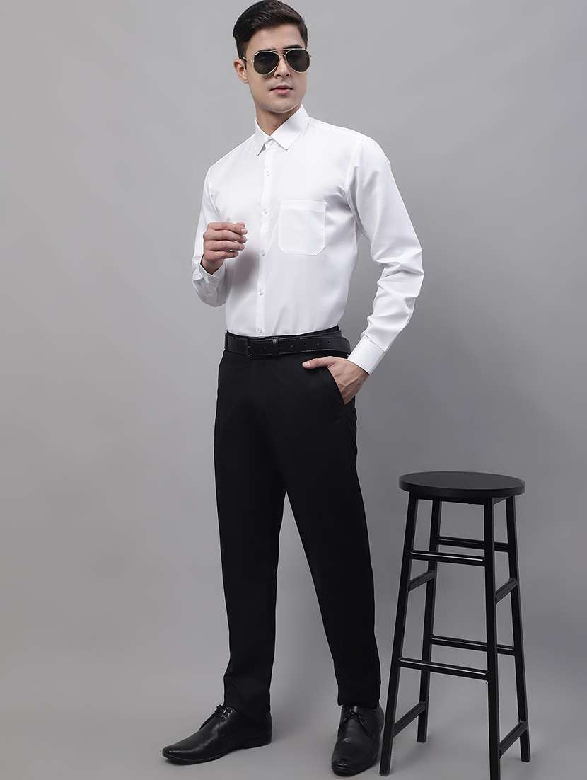 black cotton blend flat front formal trouser - 19453186 - Standard Image - 3