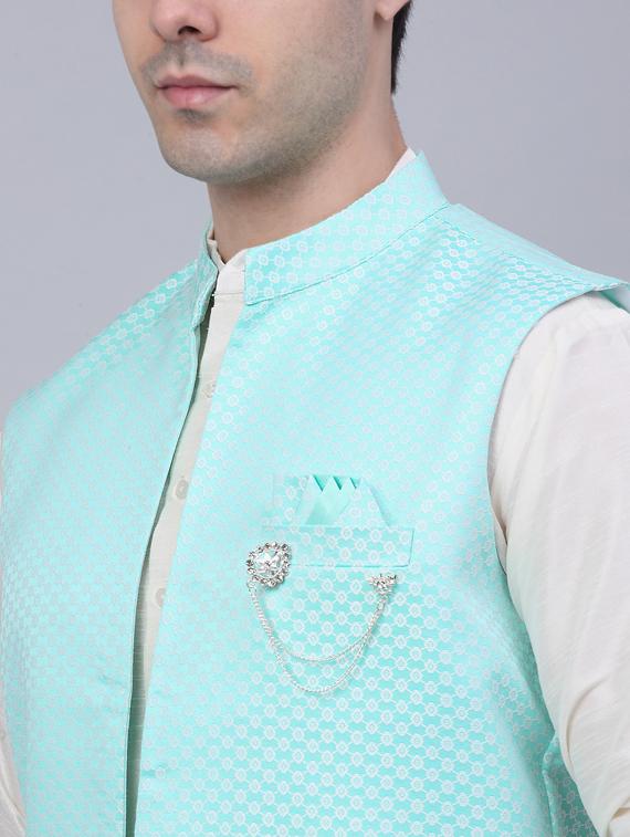 self design kurta pyjama with nehru jacket - 19453222 - Standard Image - 5