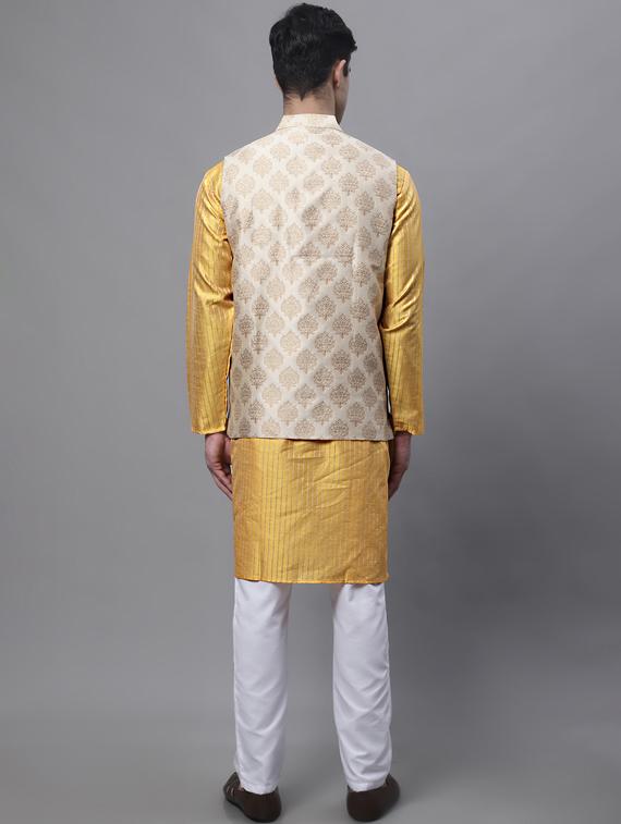 printed kurta pyjama with nehru jacket - 19453243 - Standard Image - 3