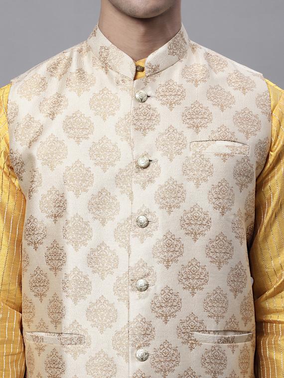 printed kurta pyjama with nehru jacket - 19453243 - Standard Image - 5