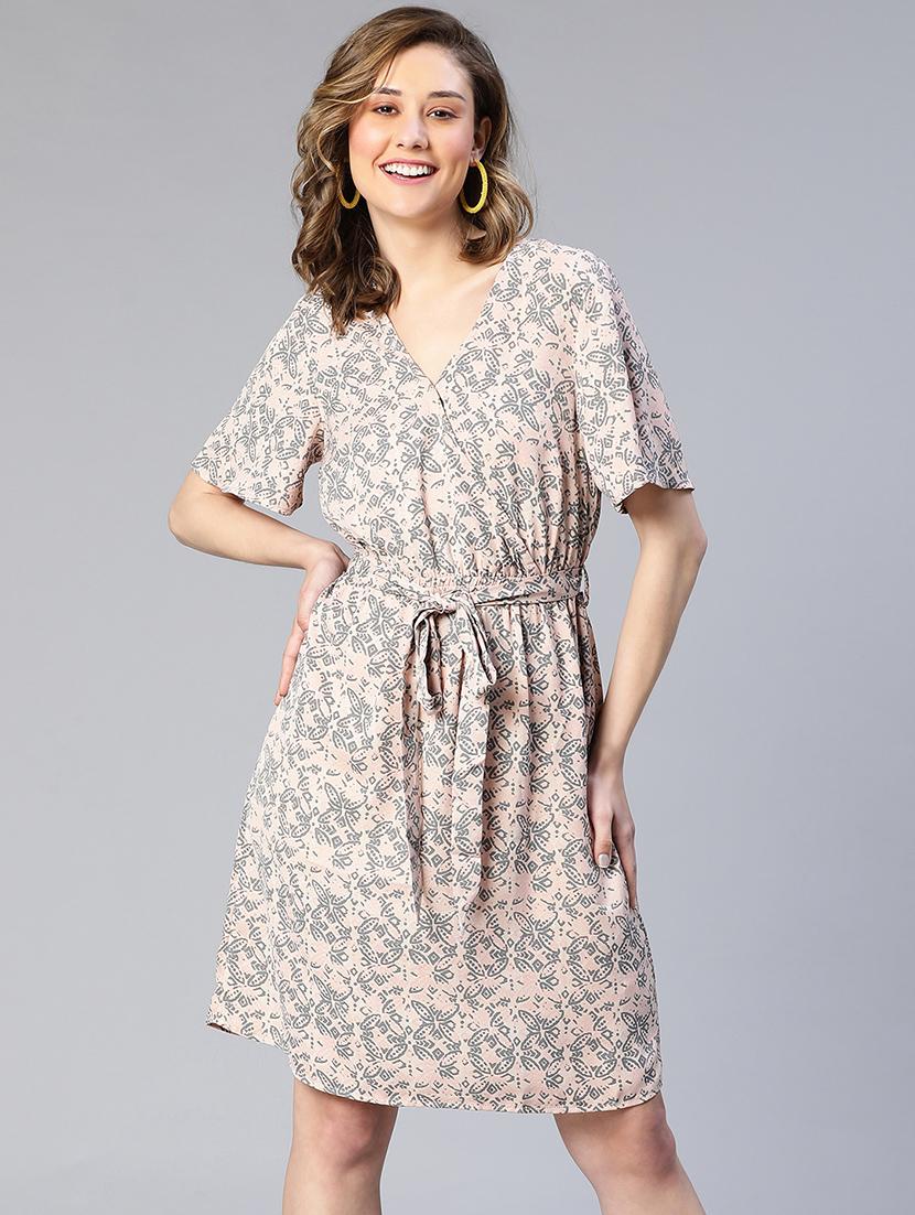 women's belted leaf print dress - 19453250 - Zoom Image - 0