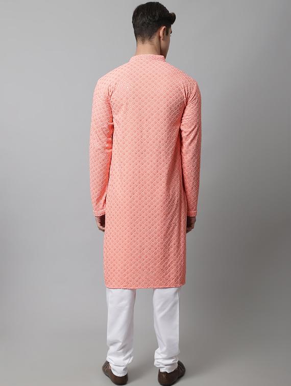 peach embroidered kurta pyjama set - 19453295 - Standard Image - 3