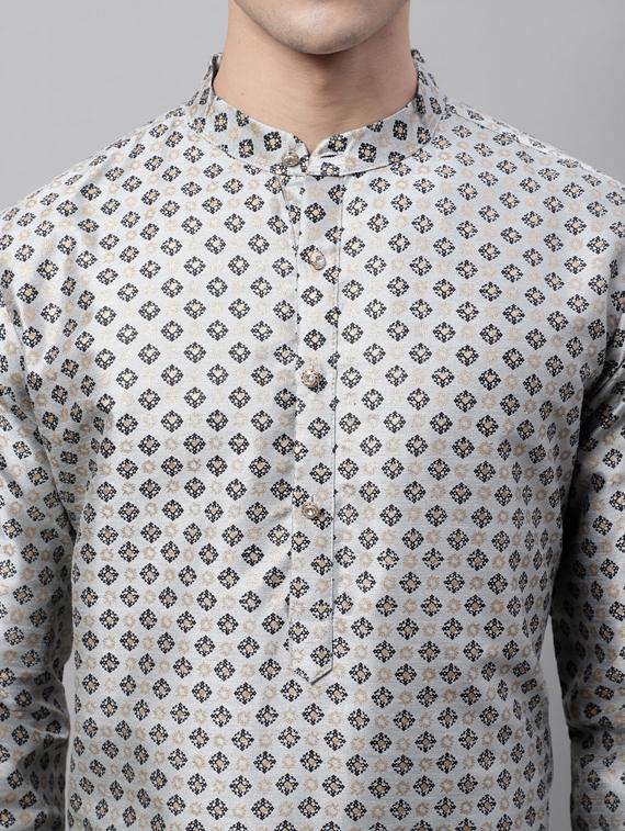 grey self design kurta pyjama set - 19453310 - Standard Image - 5