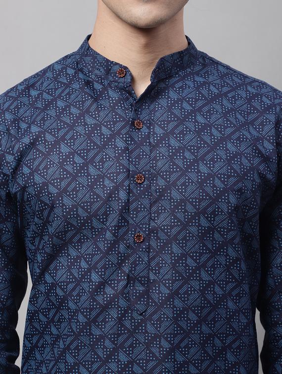 navy blue printed kurta pyjama set - 19453314 - Standard Image - 5