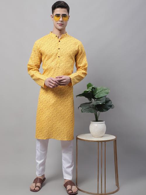 yellow printed kurta pyjama set - 19453315 -  Standard Image - 0