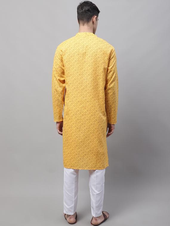 yellow printed kurta pyjama set - 19453315 - Standard Image - 3